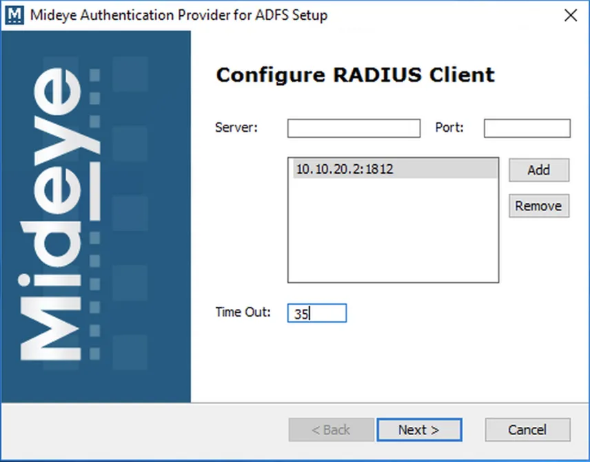 Mideye ADFS module — add Mideye Servers to RADIUS list