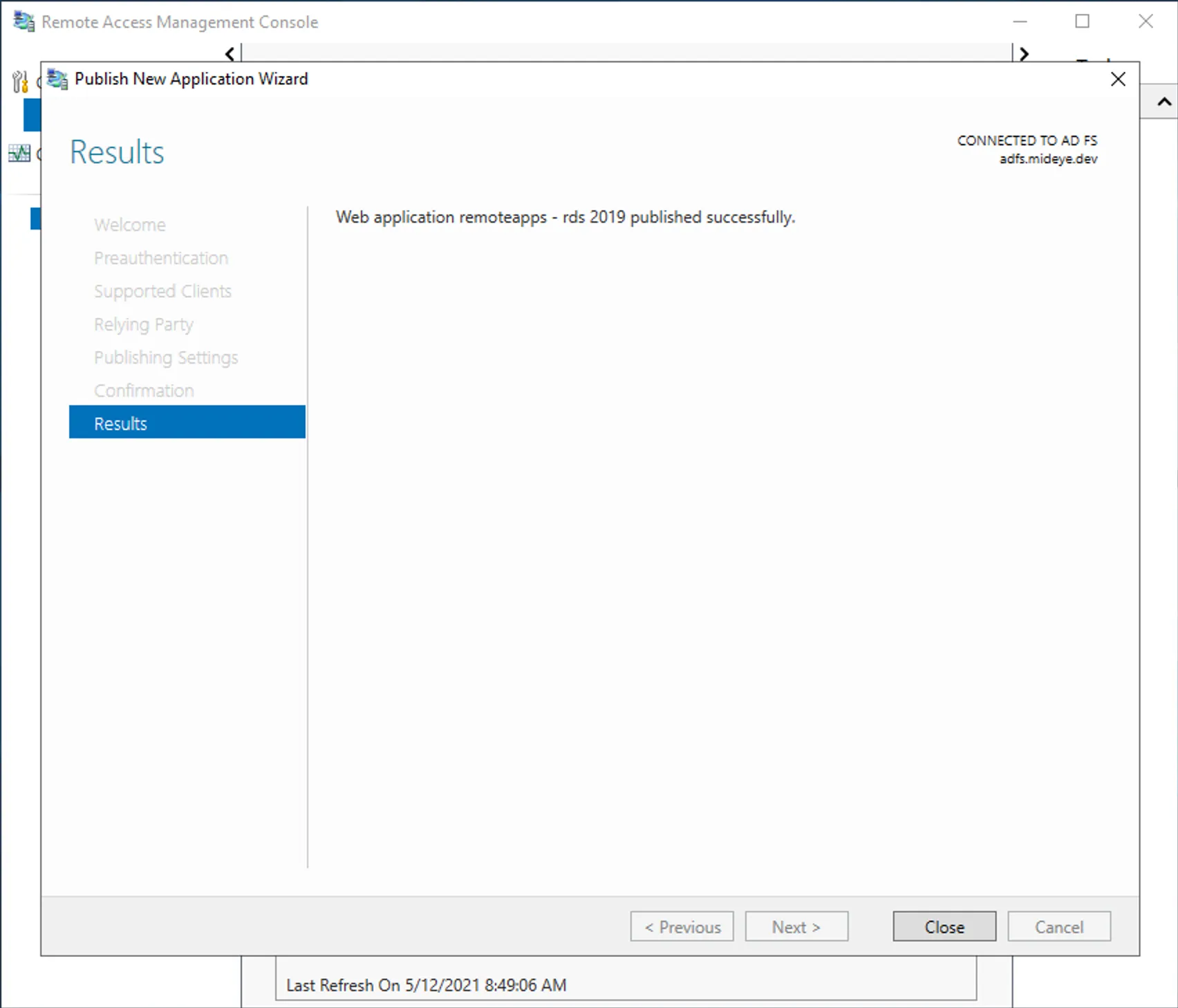 WAP — application published successfully