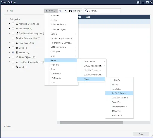 Add new RADIUS server group