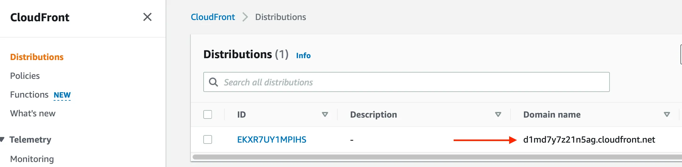 AWS CloudFront — distribution domain name and alternate domain names