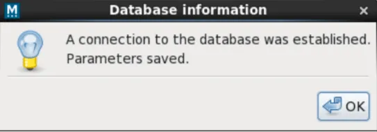 Mideye Configuration Tool success dialog confirming database connection established and scripts completed