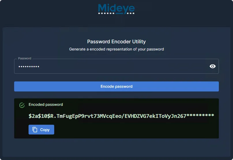 Encoded password output
