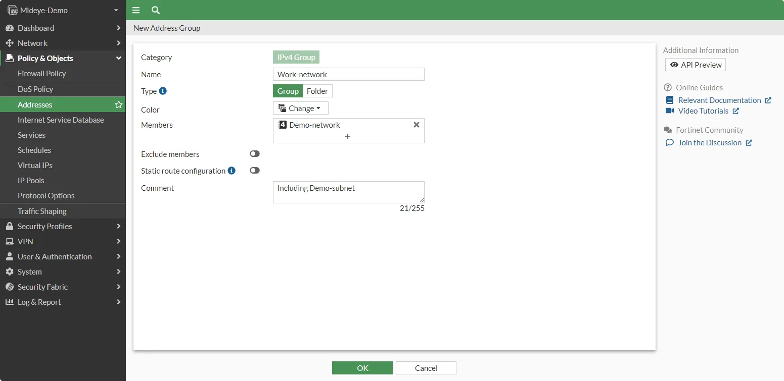 Create address group