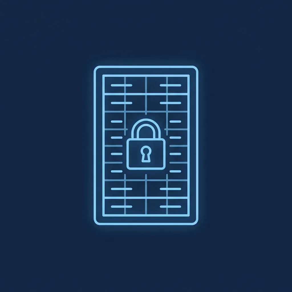 Line icon of a server rack secured with a padlock