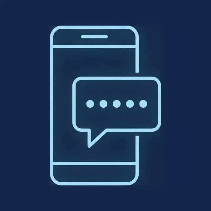 Line icon of a phone receiving a one-time code by SMS