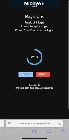 Magic Link approval page