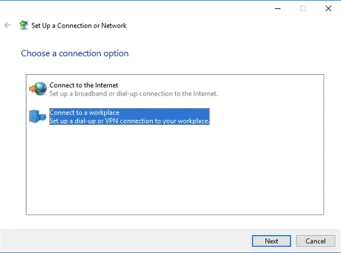 Windows — connect to a workplace
