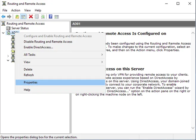 RRAS — configuration complete