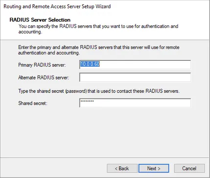 RRAS — enable RADIUS authentication