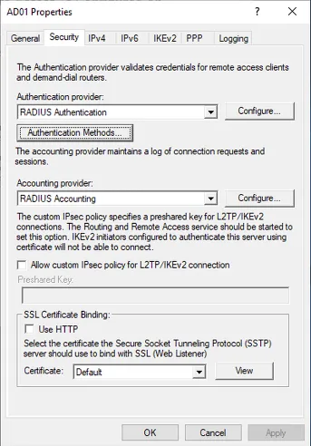 RRAS — open server properties