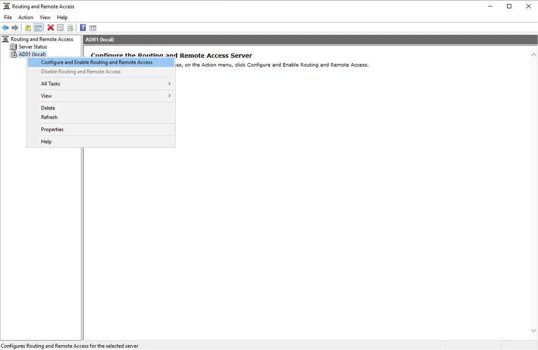 RRAS — server status overview