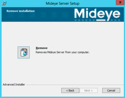 Uninstall Mideye Server