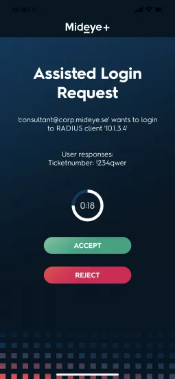 Mideye+ app push notification showing access request from consultant awaiting approval