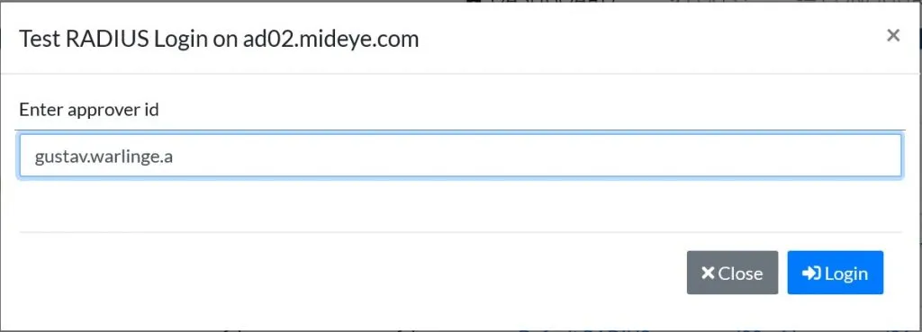 RADIUS challenge-response prompting user to enter approver identity