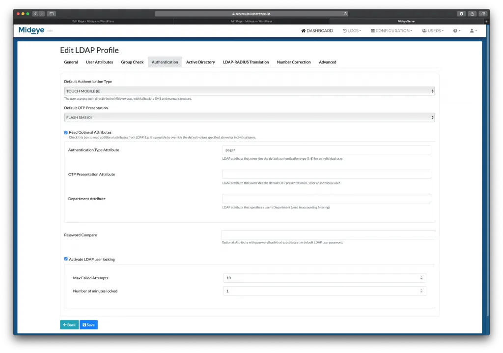 LDAP profile authentication type