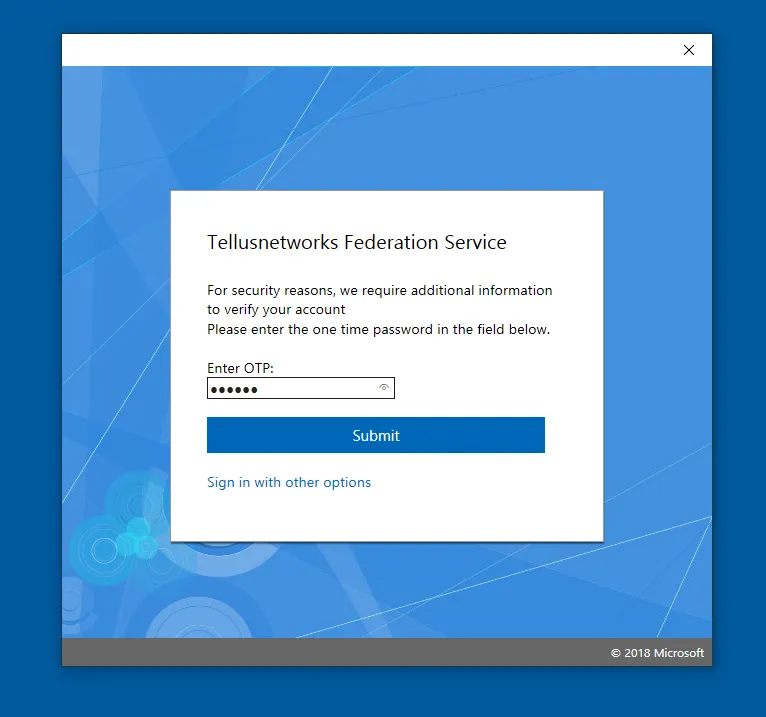Mideye MFA challenge screen — user enters OTP or accepts Touch notification